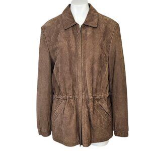 Wilson's Leather Womens Cinch Waist Genuine Leather Jacket, Brown, Full Zip, M